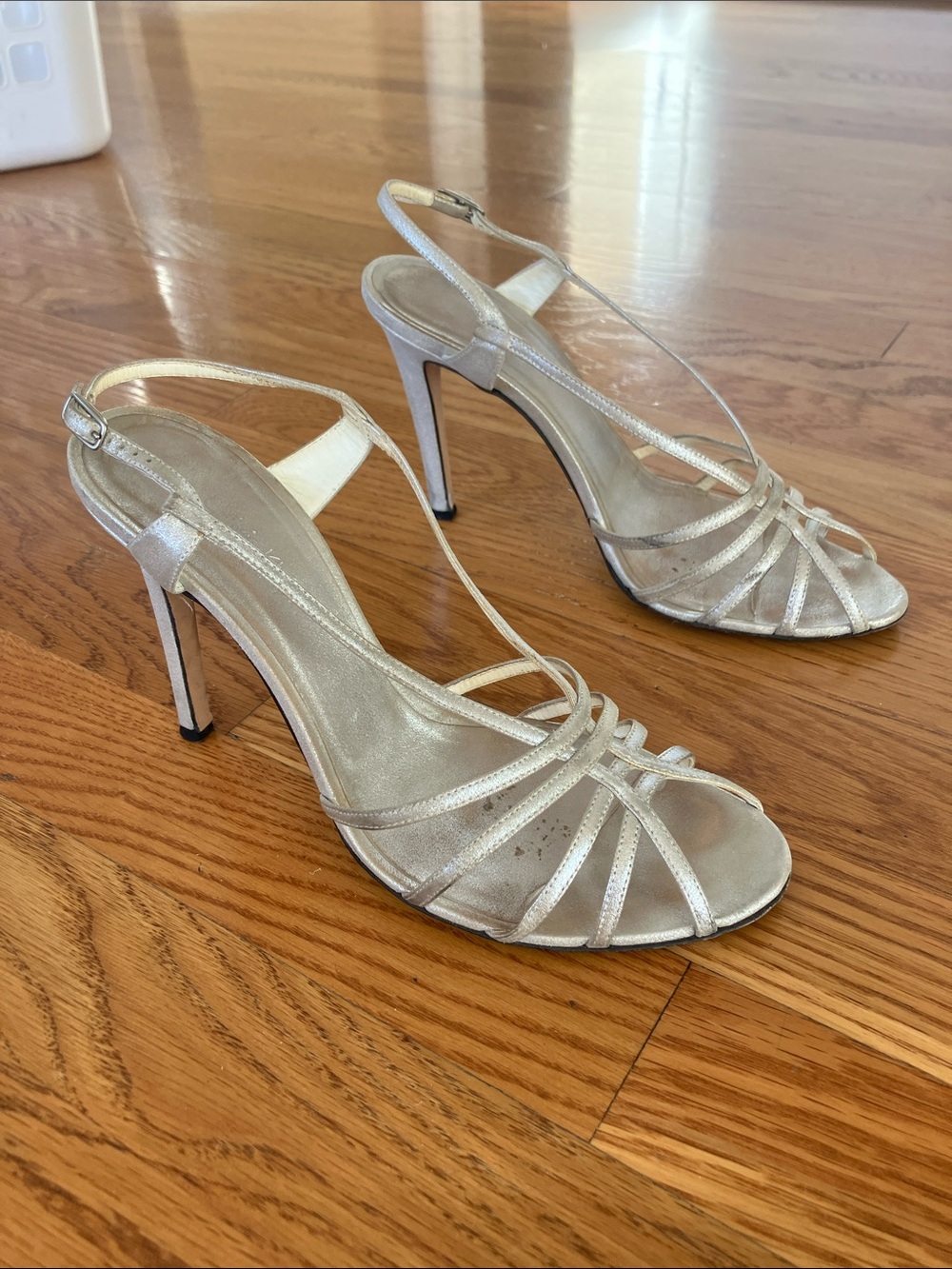 Calvin Klein Silver Strappy Stiletto Sandals